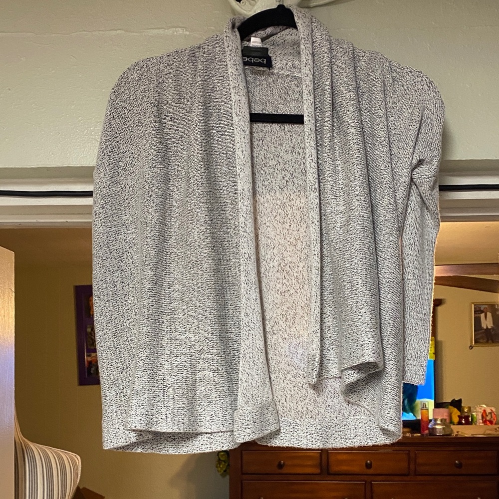 Bebe Light Gray Open Front Cardigan